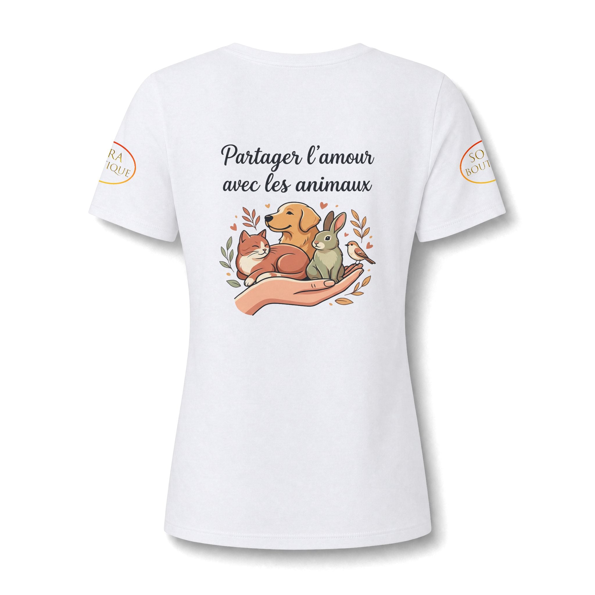 Pet Lover V-Neck Tee — "Partager l'amour avec les animaux" Animal Rescue Shirt