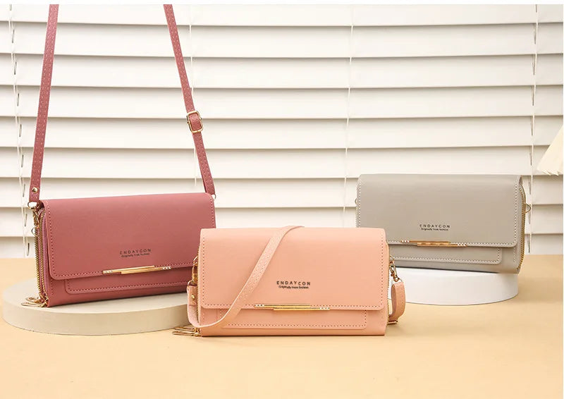 New Women Wallet Korean Style Large Capacity Multi-Functional Shoulder Bag Mid-Length Clutch Coin Purse