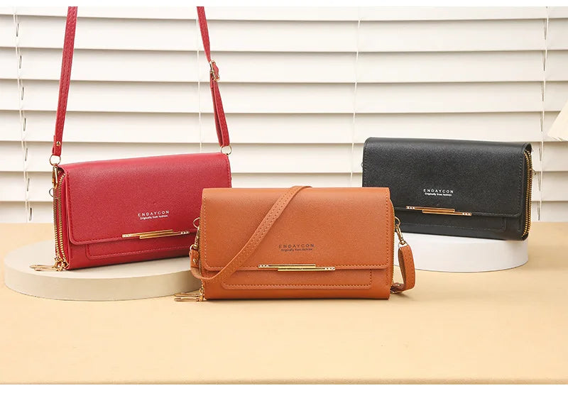 New Women Wallet Korean Style Large Capacity Multi-Functional Shoulder Bag Mid-Length Clutch Coin Purse